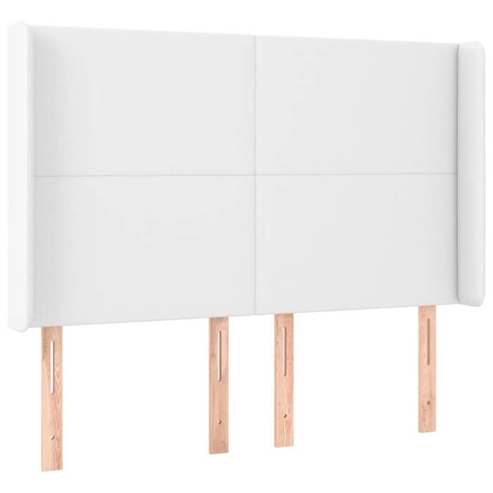 Tête de lit - MAISON EXCLUSIVE - Avec oreilles - Similicuir blanc - Hauteur réglable - Pieds en bois