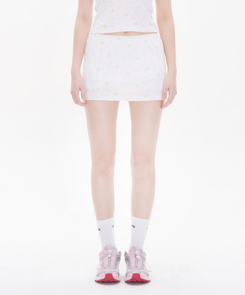 Yuhee Sheep Pattern Skirt White