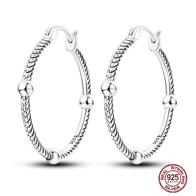 Sparkling Women Hoop Earrings 925 Copper Heart Shape Star Moon Round Blue Zircon Fit Origina Drop Earrings Zircon Holiday Gifts