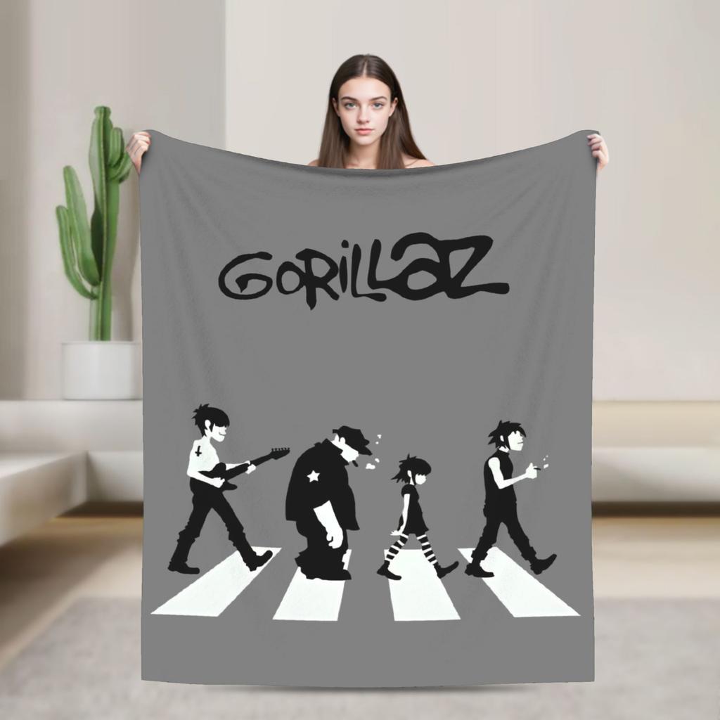 Gorillaz Фото Слайд Плед Музыкальная Группа Панк Рок Фланелевый Плед Покрывала С Принтом Ультра-Мягкое Многофункциональное Тонкое Одеяло