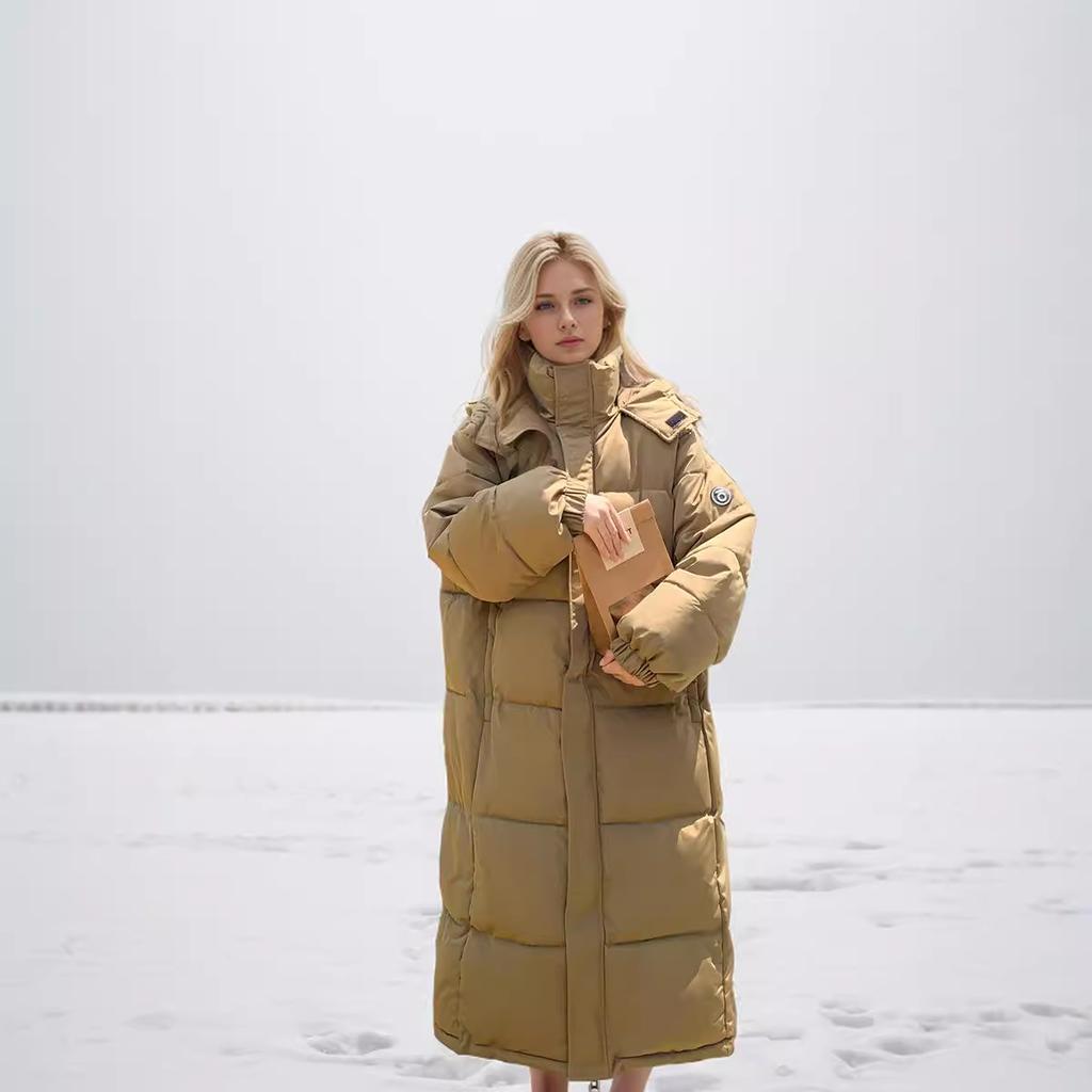 Длинная хлопковая куртка выше колена 2024 года, зимняя новая женская повседневная однотонная парка с капюшоном, пальто для женщин, демисезонная куртка для женщин