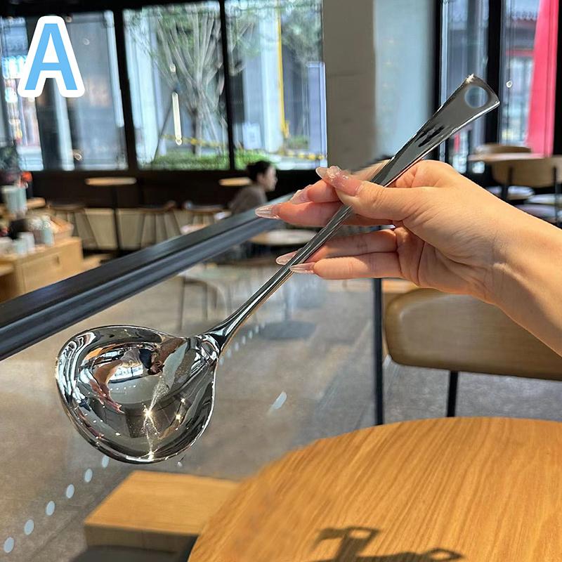 Stainless Steel Spoon Long Handle Soup Spoons For Hot Pot Scoops Colander Home Kitchen Tableware Cooking Essential Tools