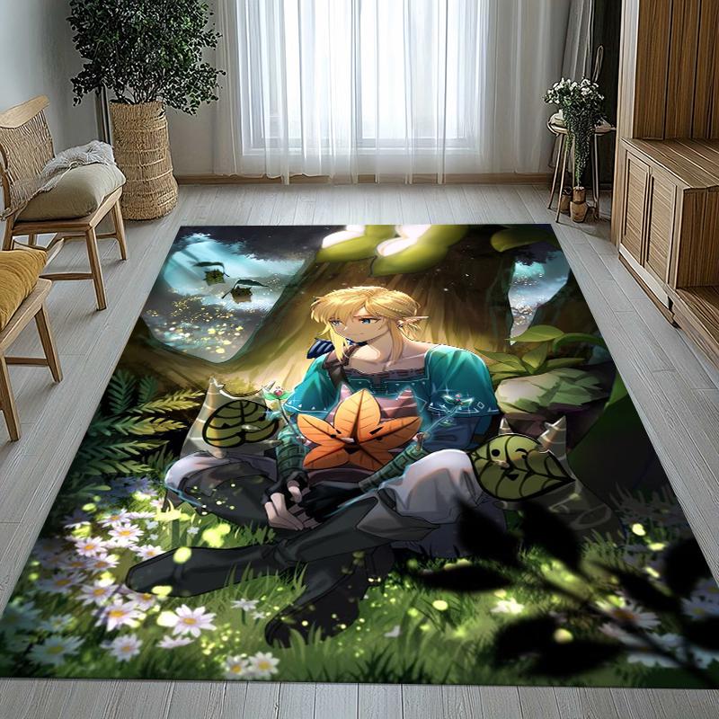 Retro Z-Zelda Cartoon Link Games Living Room Non-Slip Area Rug Soft Carpet for Bedroom Kids Playroom Sofa,Home Decor Doormat
