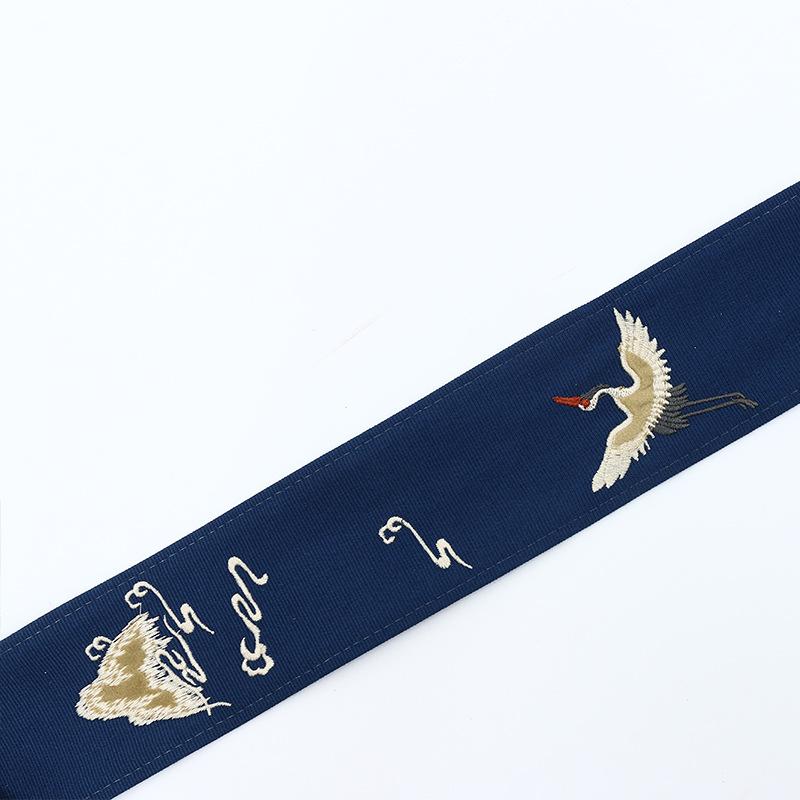 1M Vintage Chinese Crane Embroidered Jacquard Ribbon 6.5cm Trim Braid DIY Table Flag Trimmings Garment Hanfu Accessory Craft