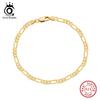 ORSA JEWELS 100% Серебро 925 Пробы Итальянский 3,3 мм Алмазная огранка Цепь Фигаро Браслет для Женщин Ручная работа Вечерние Украшения SB66