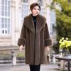 Imitation Mink Fur One-piece Coat, Imitation Fox Fur Collar, Extended Imitation Fur Coat