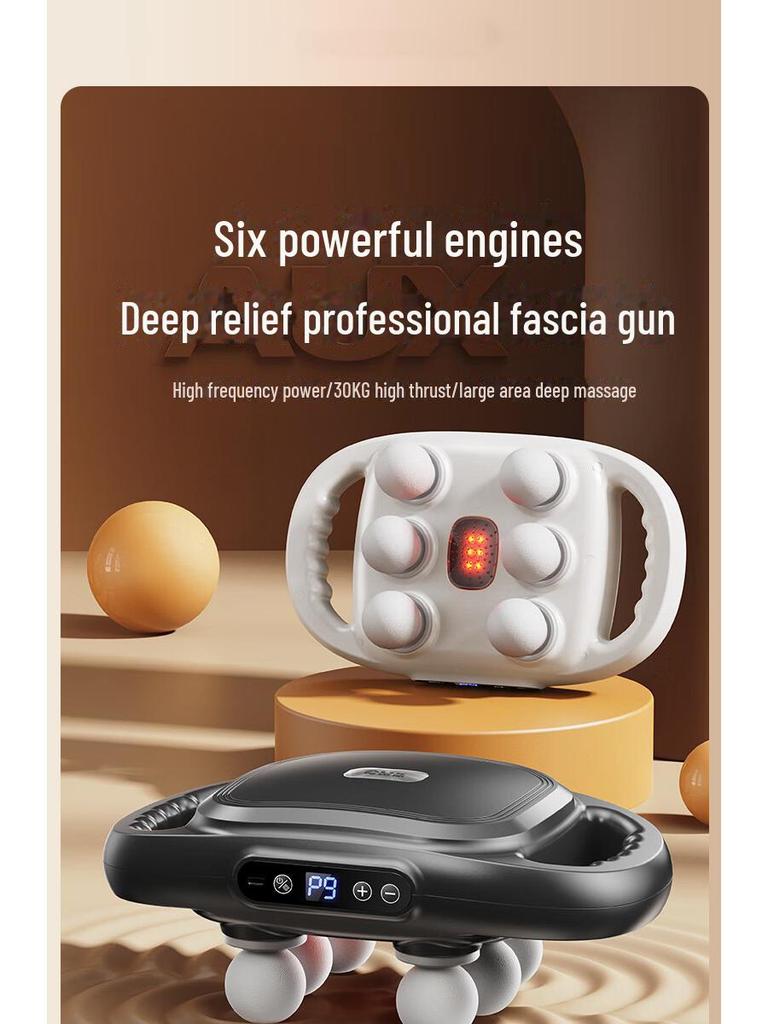 Премиальный беспроводной массажный пистолет с шестью головками для расслабления мышц и высокочастотной вибрации