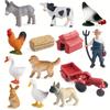 Oenux Zoo Farm Series Farmer Cow Hen Duck Model Action Figures Poultry Animals Set Figurine Miniature Educational Kids Toy
