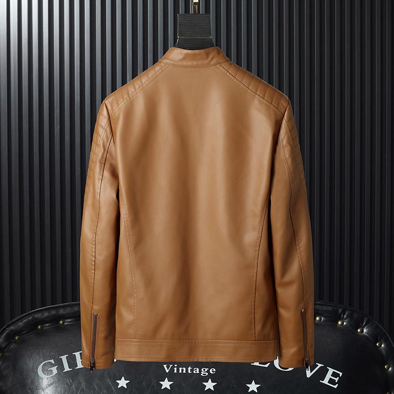 Кожаная куртка мужская свободная корейский стиль зеленый красивый модный новый осенний мотоциклетная куртка мужская кожаная куртка