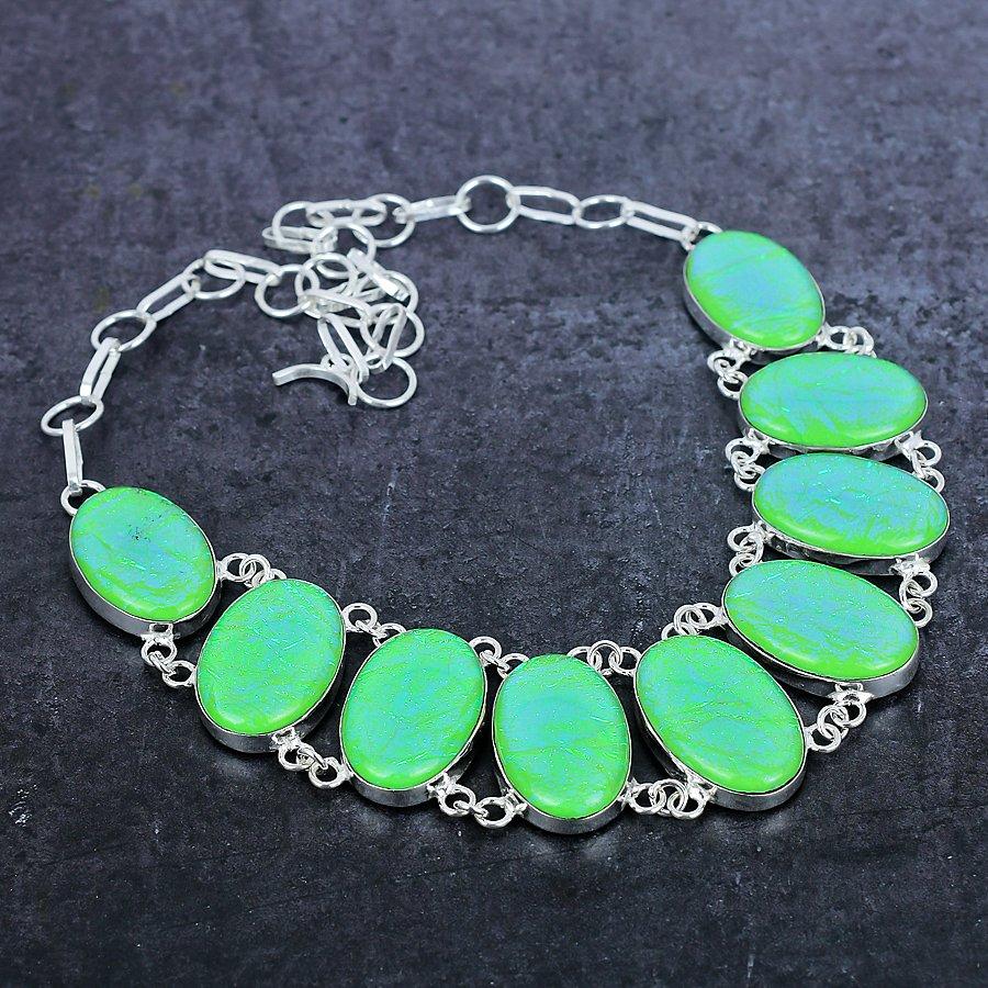 Ожерелье из стерлингового серебра 925 пробы с зеленым тройным опалом, 18 дюймов