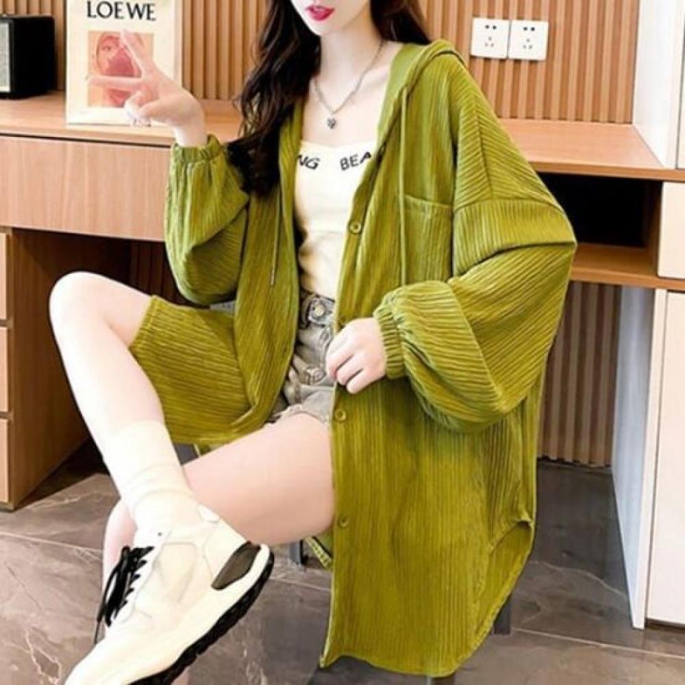 Navava Women Loose Fit Thin Hooded Long Sleeve Shirt Nb2840