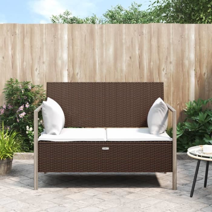 VidaXL 2-seater Garden Bench with Cushions Brown Wicker 364113