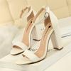 Fashion Summer Fashion Simple Classic Women Suede Open Toe High Heels Sandals Yellow Gladiator Square Heels Platform Shoes