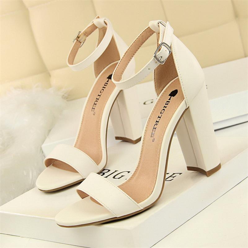 Fashion Summer Fashion Simple Classic Women Suede Open Toe High Heels Sandals Yellow Gladiator Square Heels Platform Shoes