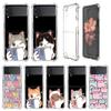 Повседневный чехол с милым мультяшным котом для пар для Samsung Galaxy Z Flip 3 4 5g Funda Z Flip3, прозрачный жесткий противоударный чехол для телефона