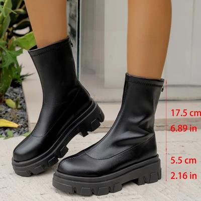 Модные зимние однотонные простые женские ботинки большого размера 2024 года, нескользящие и износостойкие черные матовые ботинки на толстой подошве Botas De Mujer