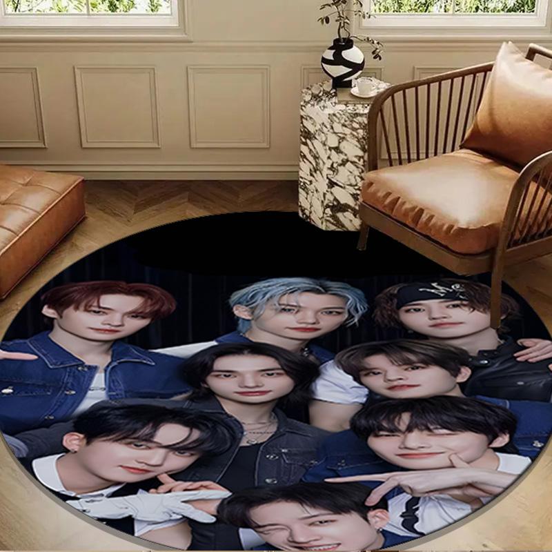 K-pop Stars And Cute Bears Round Rug for Livingroom,Bedroom, Palyroom, Chair Rug, Area rug, Circle Carpet, Large Size Fan Christmas gift
