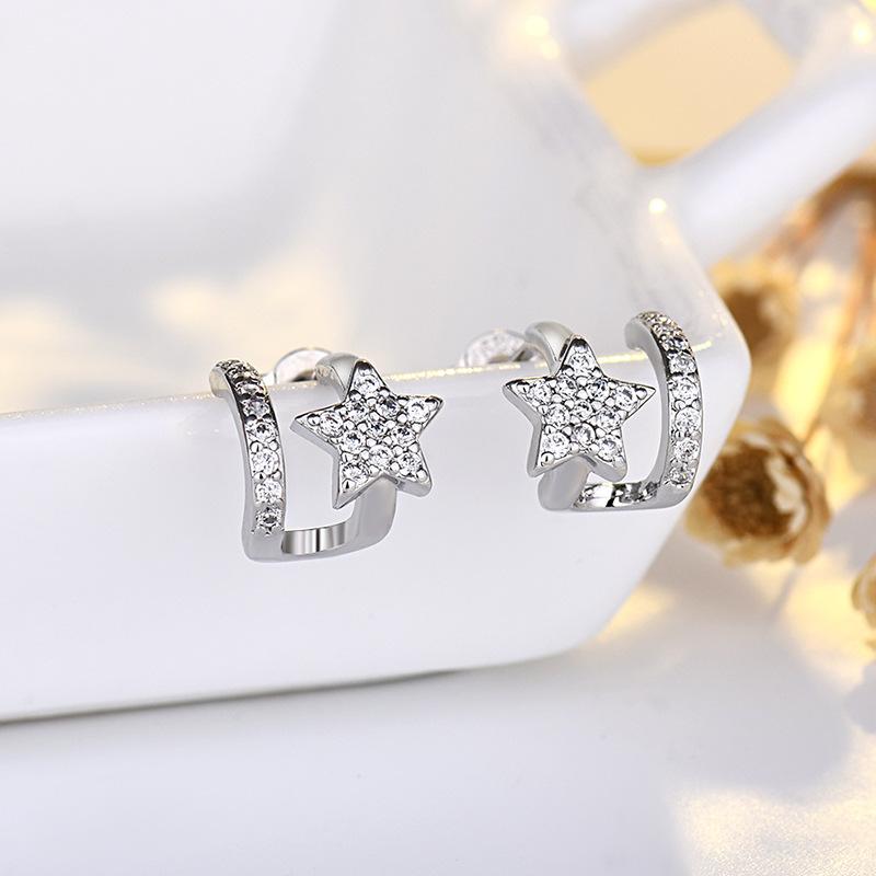 Серьги Niche Design Sense Star Square Zircon для женщин, новые универсальные серьги для женщин