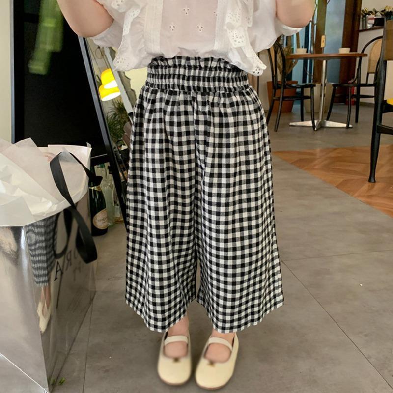 Детские клетчатые брюки с защитой от комаров, повседневные брюки с эластичной резинкой на талии