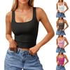 Women's Square Neck Tank Cute Summer Tops Seamless Slim Basic Sleeveless Shirt
