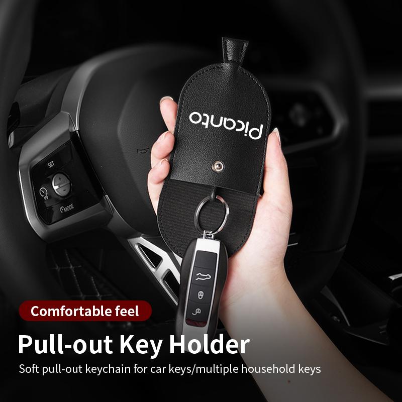 SUMB3 Car Keychain Case Zipper Carbon Fiber Key Protector Cover For KIA Picanto Stonic Venga Sorento Forte