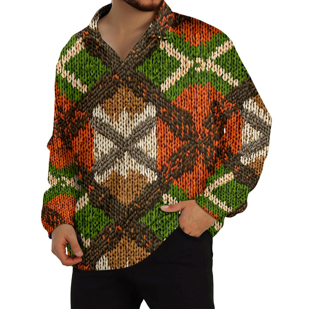 Men's Casual Collared Long-Sleeve Knit Base Layer Top