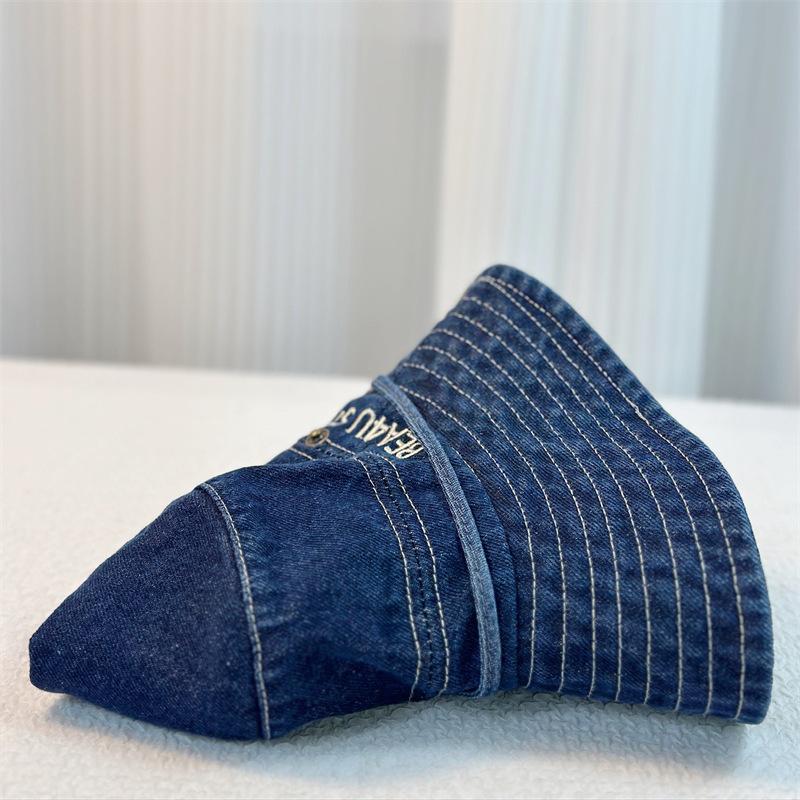 Женская джинсовая шляпа-ведро, однотонная летняя солнцезащитная шляпа с широкими полями, рыболовная кепка для путешествий на открытом воздухе, пляжа