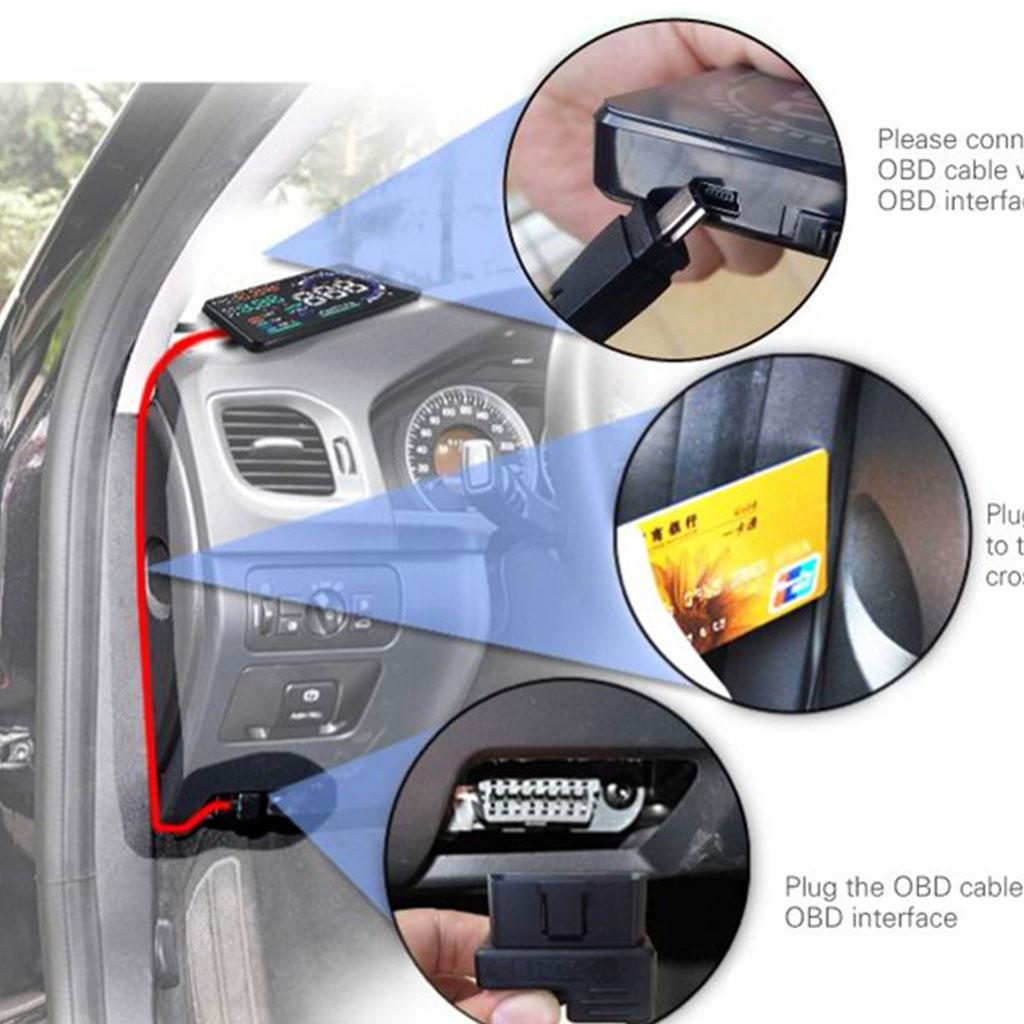 5.5" Автомобильный HUD-дисплей на лобовое стекло OBD Warning II