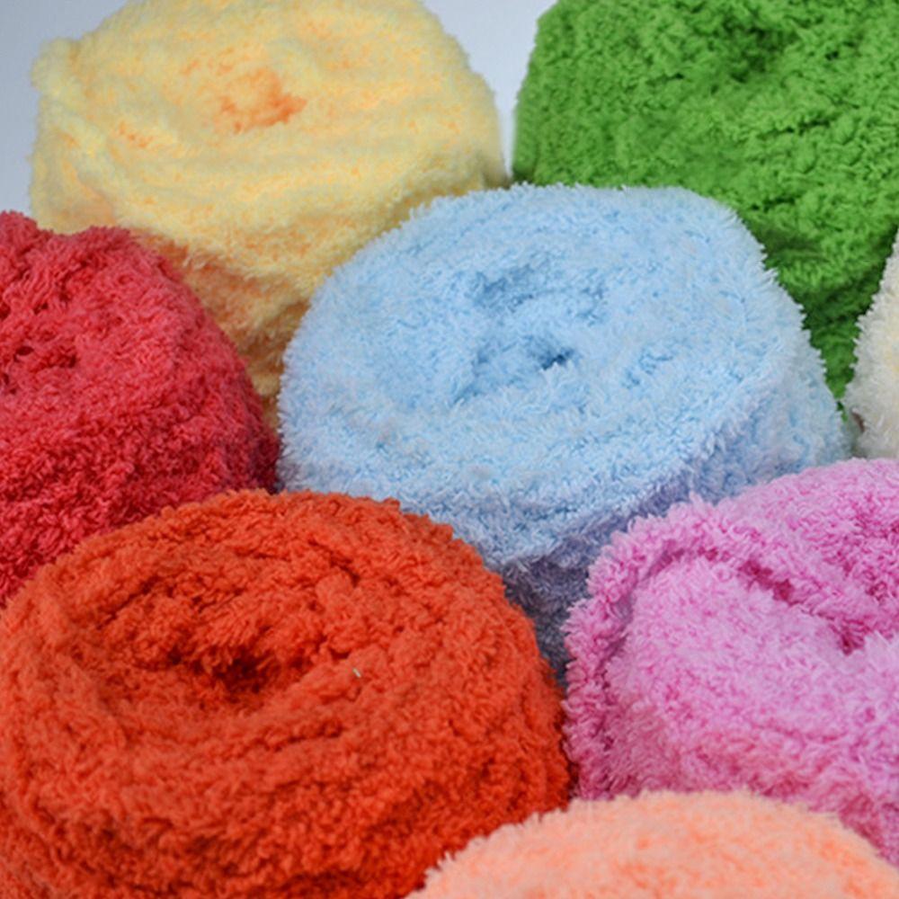 DIY 50g/Ball Crochet Dolls Hand Knitting Scarf Sweater Fluffy Wool Yarn Coral Velvet Towel Threads