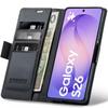 Samsung Galaxy S26 Case, ERBORD Glossy Litchi, Wallet with Flip, Black