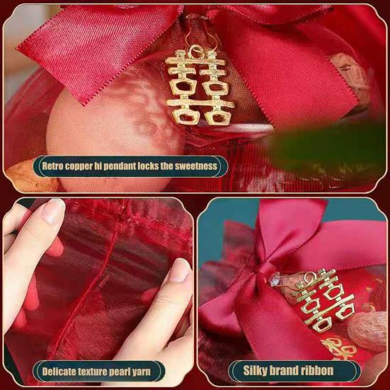 10 шт. Свадебный мешочек Подробный Легко носить Тщательное исполнение Китайский красный Затягивающийся Подарочный мешок для магазина