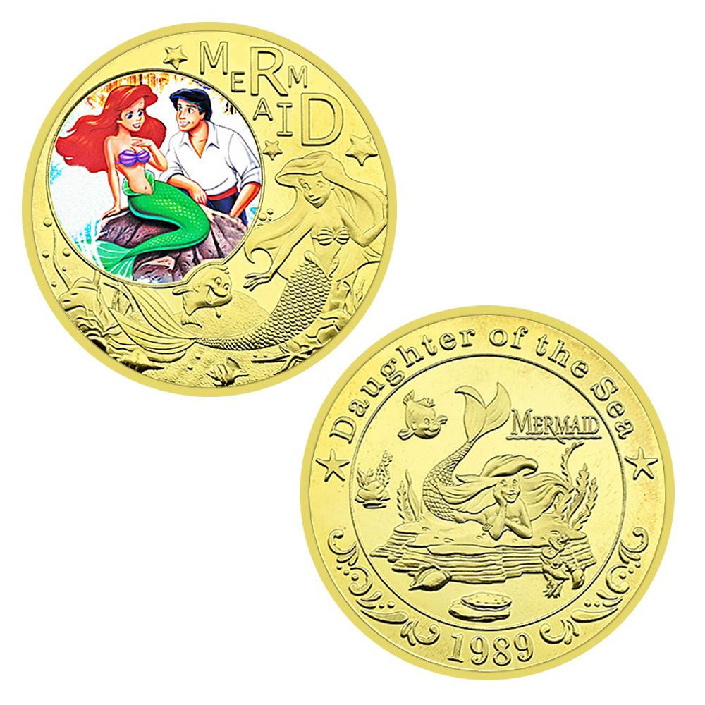 Beauty Coin, Children's Cartoon, Surrounding Gold Plated Color Commemorative Coin, Birthday Metal Souvenir, Collection Gift