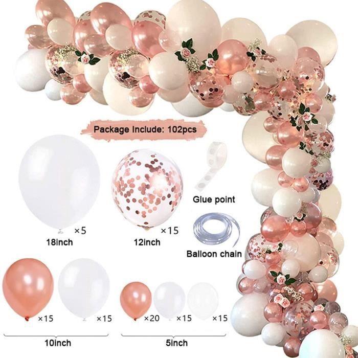 Kit de Guirlande de Ballon - - 102PCS - Décoration Fête Anniversaire Mariage Bébé Dou - Rose