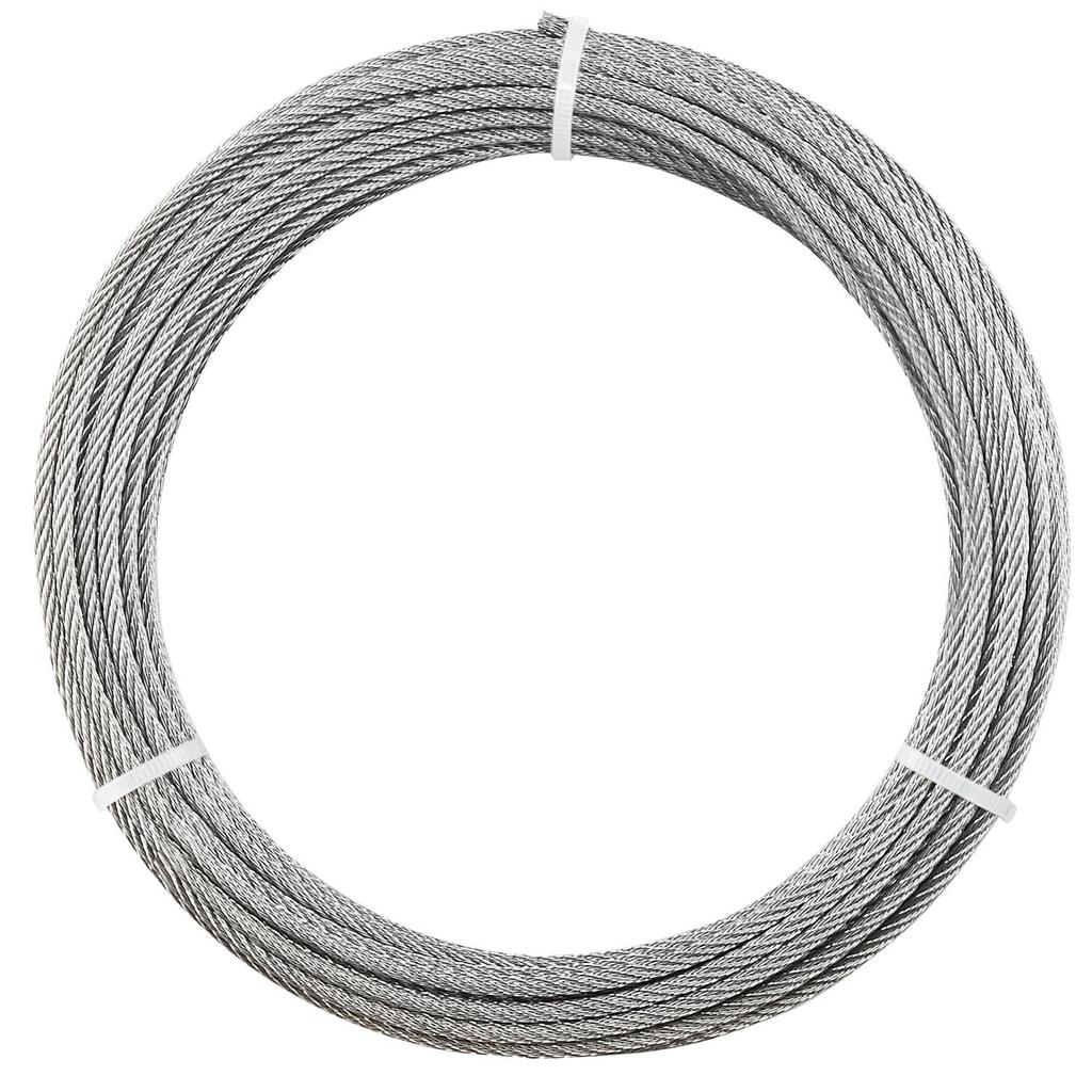 3.2 mm Wire Rope Kit, 12.2 m Length, 316 Stainless Steel Wire Cable, 7.1 kN Breaking Strength, 7 x 7 Strands Construction, Steel Cable for Deck