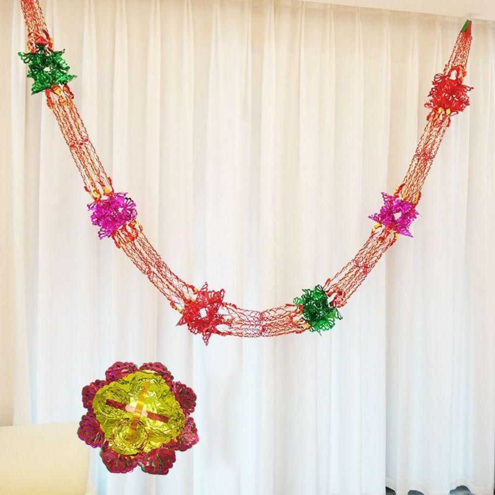 Xmas Gift Party Supplies Hanging Decoration Ceiling Wreath Metalic Foil Garland Christmas Decor