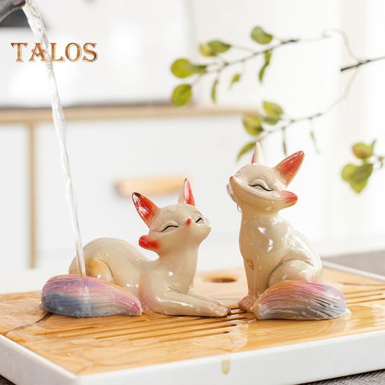 Чайный питомец, меняющий цвет, лиса, смола, ручная работа, счастливое украшение фэн-шуй с горячей водой, символ удачи, чайный домик, украшение