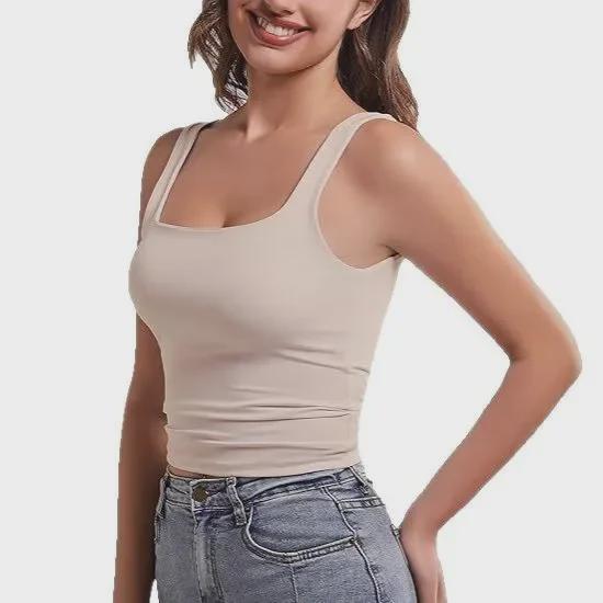 Женская летняя майка без рукавов с квадратным вырезом - Стильный дизайн