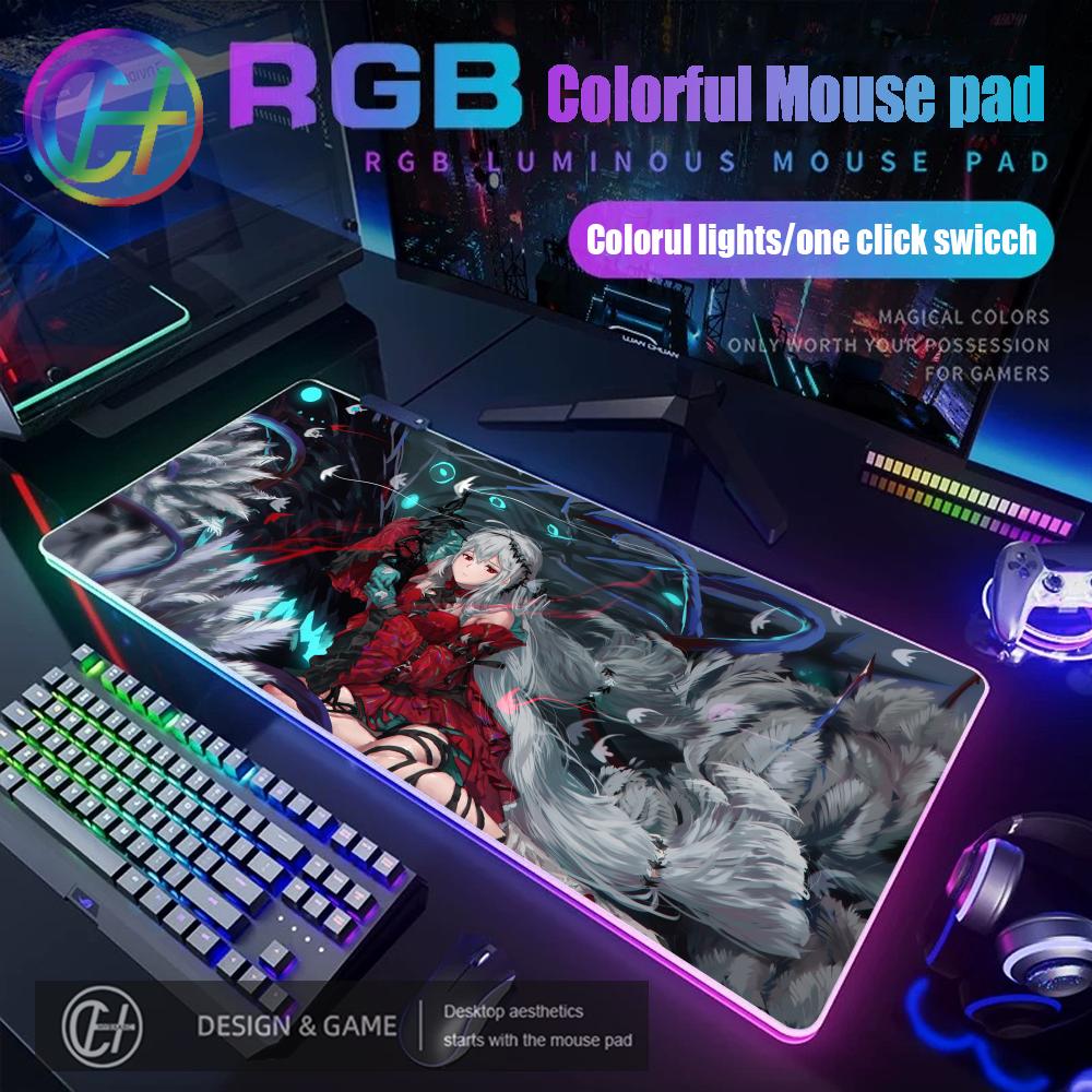 Arknights Амия Чен Нянь Даск Лин Скади Техас Большой Коврик для Мыши RGB Игровой Коврик для Мыши Стол Геймер Большой Светодиодный Свет XXL Коврик для Мыши