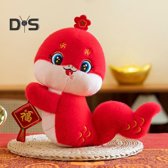 Плюшевая подвеска в виде змеи со шнурком, чучело китайского зодиака для декора автомобильной комнаты, мультяшная кукла-талисман для празднования весеннего фестиваля