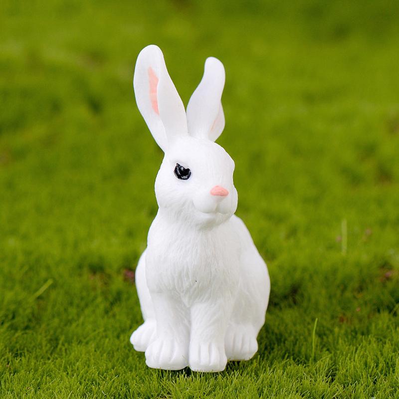 1Pc Cute Rabbit Easter Miniature Resin Craft Mini Bunny Ornament Fairy Garden Supplies Home Figurine Animal Garden Ornament