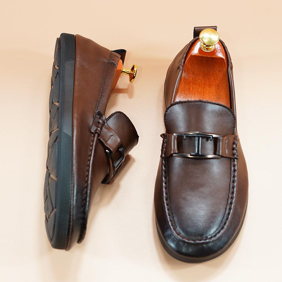 2025 весна новые лоферы мужские модные деловые повседневные кожаные туфли мужские дышащие и удобные туфли Doudou на одной педали