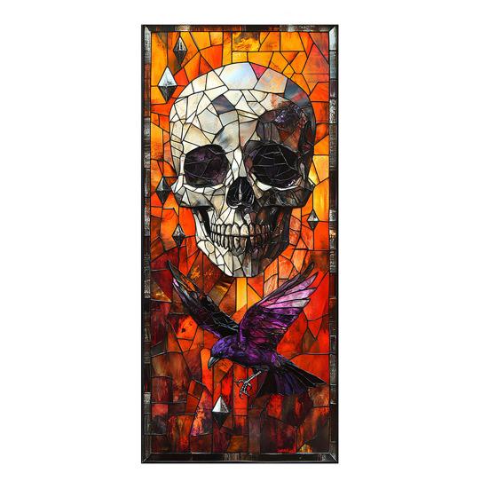 Хэллоуин Наклейка на окно Водонепроницаемый ПВХ Череп Паук Тыква Ведьма Мрачный Жнец Статическая наклейка на стекло Украшение для дома, офиса, вечеринки Декаль