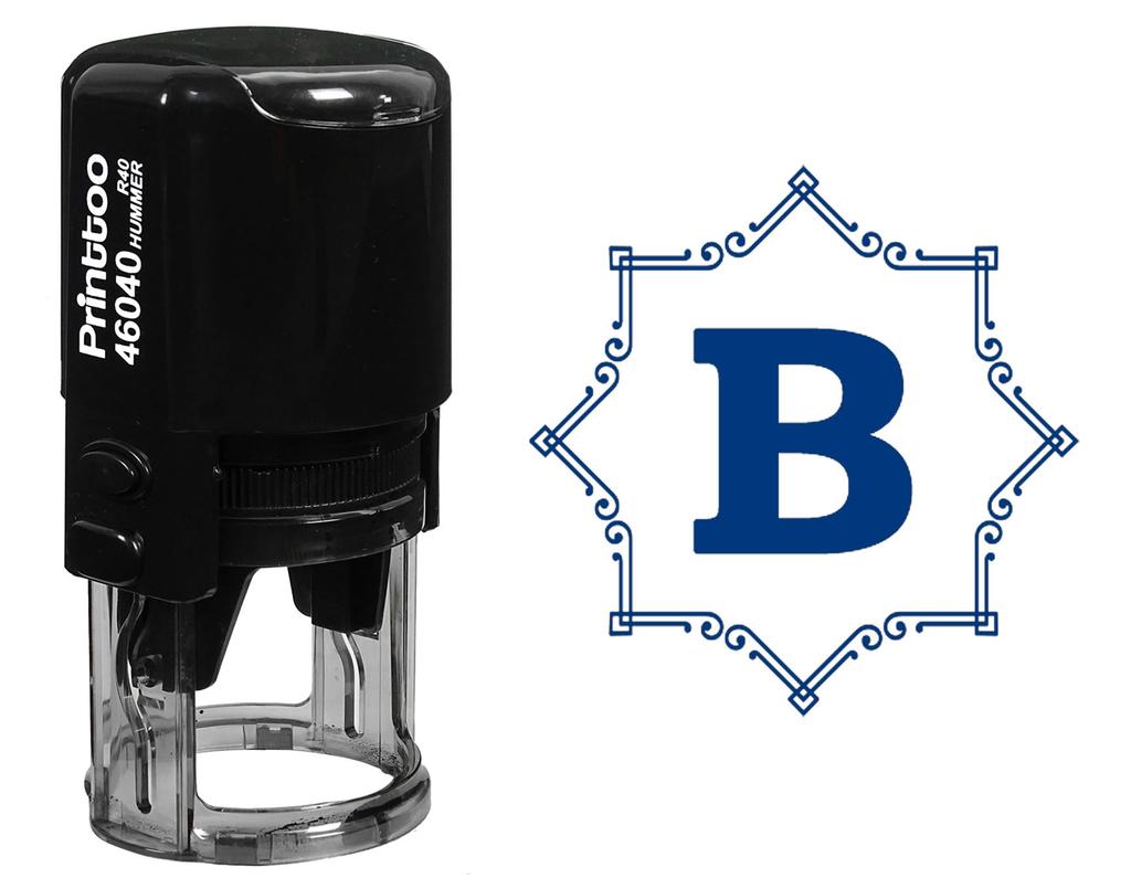 Printtoo R-40 Octagon Celtic Swirl Frame Alphabet B Monogram Self Inking Rubber Stamp Office