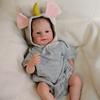 18 Inch Full Vinyl Body Reborn Baby Doll Elijah Can Bath Real Looking Frown Newborn Babies Doll Wear Strip Romper Lifelike Simulation Dolls Kid's Gift