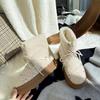 Женские зимние новые утепленные нескользящие теплые хлопковые сапоги на толстой подошве с плиссировкой, труба, лыжные ботинки