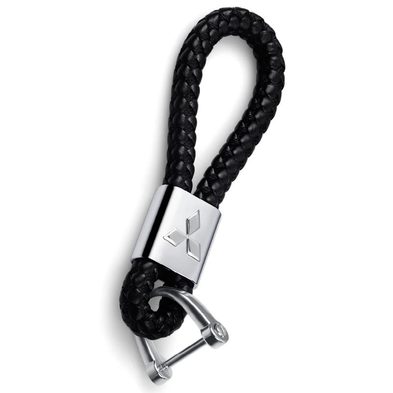 3D Metal Leather Car Styling Emblem Keychain Auto Key Rings for Mitsubishi Lancer 10 Xpander Pajero 4 Montero V73 Evolution Evo