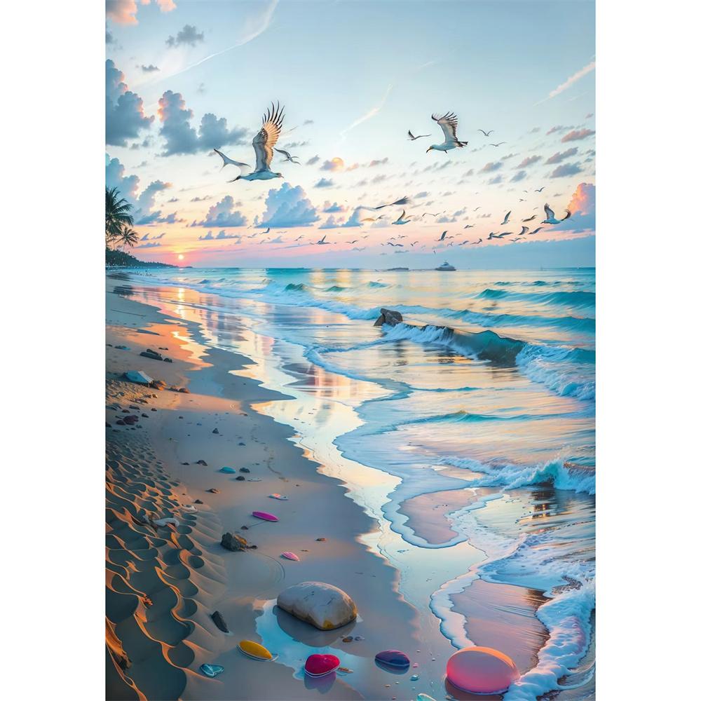 5D DIY Алмазная картина Морской пейзаж Архитектура Алмазная вышивка Картина Полная круглая Алмазная мозаика DIY Домашний декор Подарки