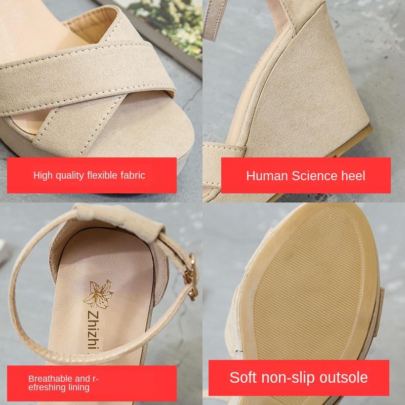 Модные летние женские туфли на толстом каблуке с высокой подошвой, размер 35-40, черные римские босоножки на танкетке и платформе, пляжная обувь