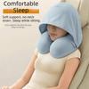 Foldable Design U-Shaped Neck Pillow Slow Rebound Hooded Neckrest Pad  Long Flights