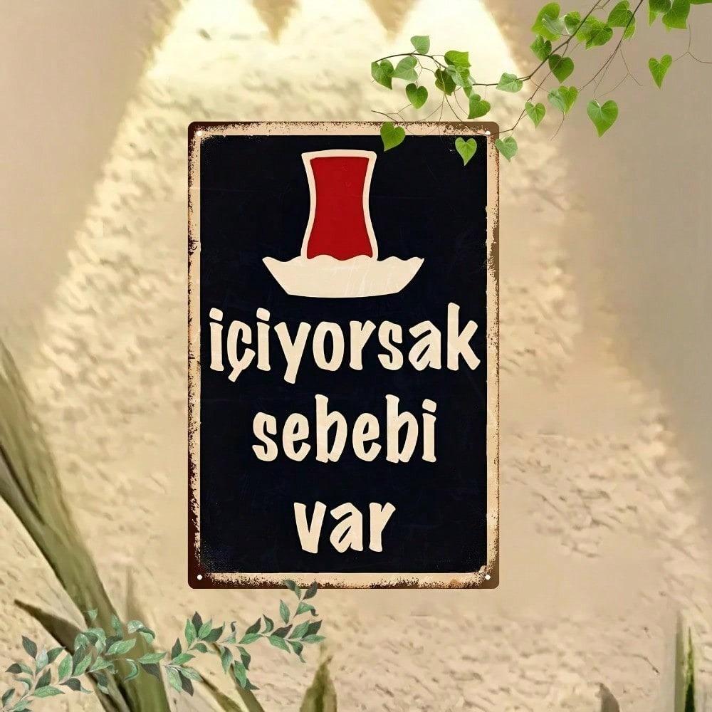 Ретро Турецкий Чай Металлическая Вывеска Винтажная Чашка для Чая Настенное Искусство Водонепроницаемая Декор Кафе Бара Дома